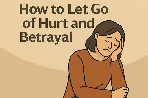 Illustration of a woman reflecting with text How to Let Go of Hurt and Betrayal.