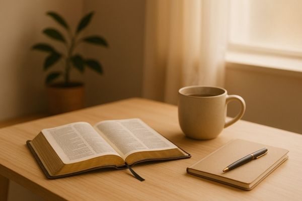 Discover Peace with ADHD and Anxiety Every Day — open Bible and tea